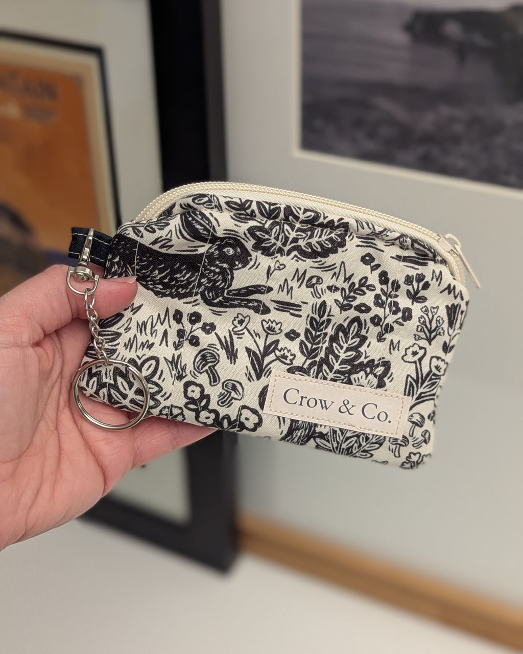 Linocut Quilted Keychain Wallet