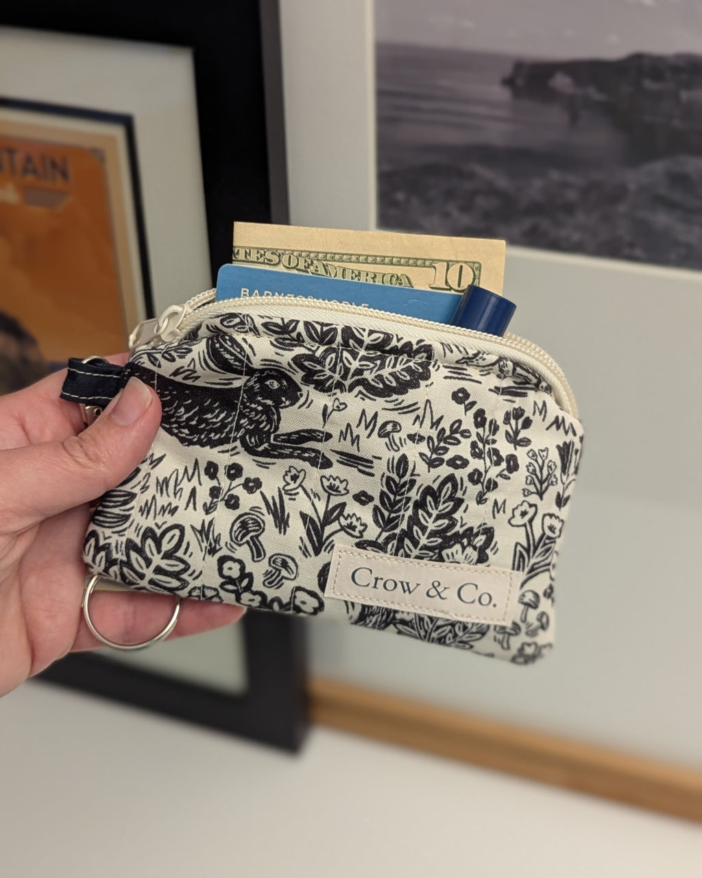 Linocut Quilted Keychain Wallet