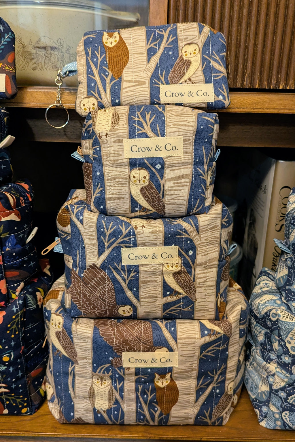 Nighttime Owls Quilted Keychain Wallet