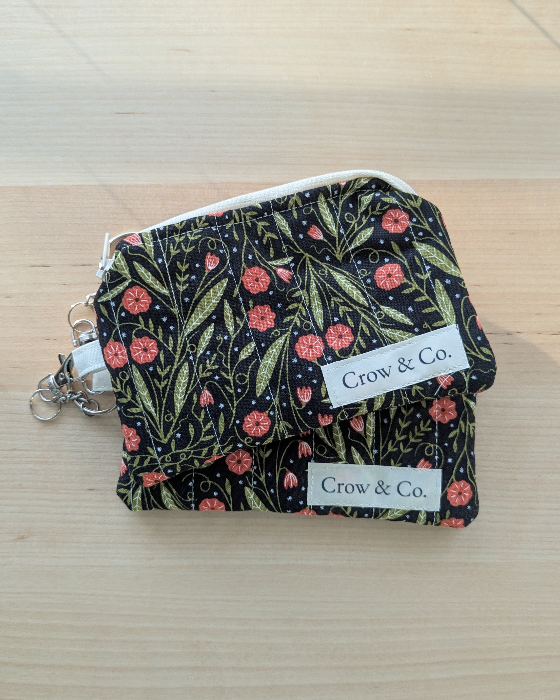 Poppy Flowers Quilted Keychain Wallet