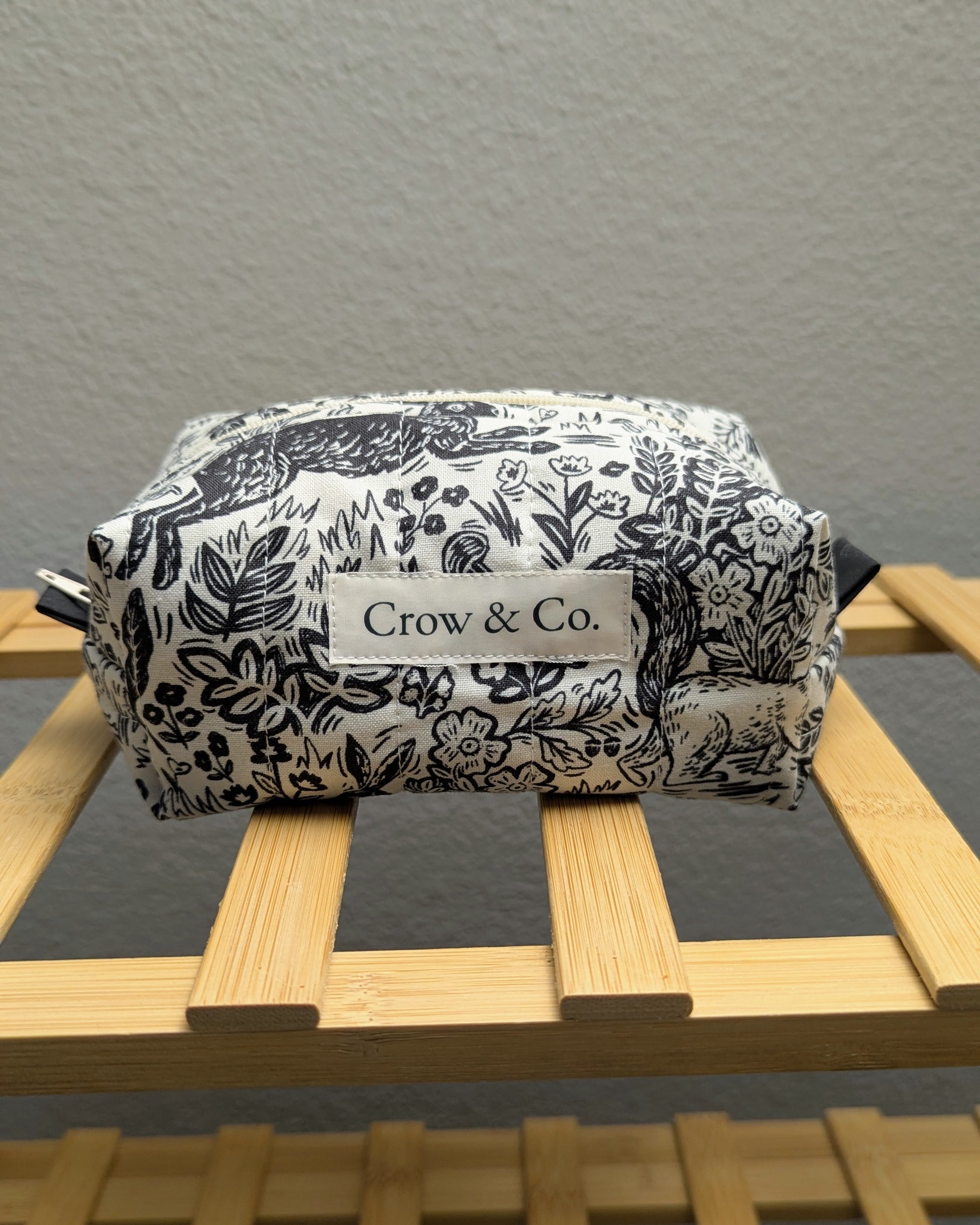 Linocut Mini Quilted Travel Bag