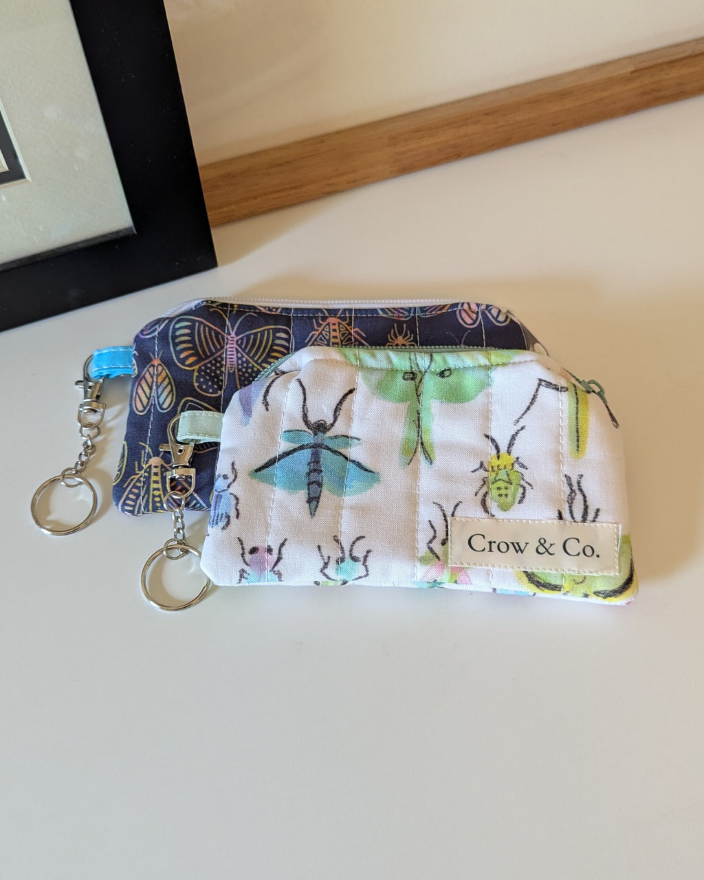 Rainbow Doodle Bugs Quilted Keychain Wallet