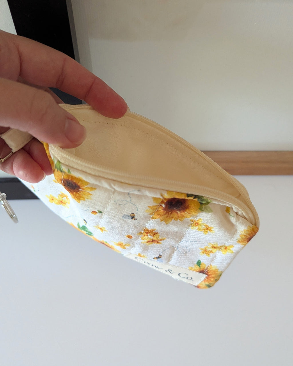 Sunflower Quilted Keychain Wallet