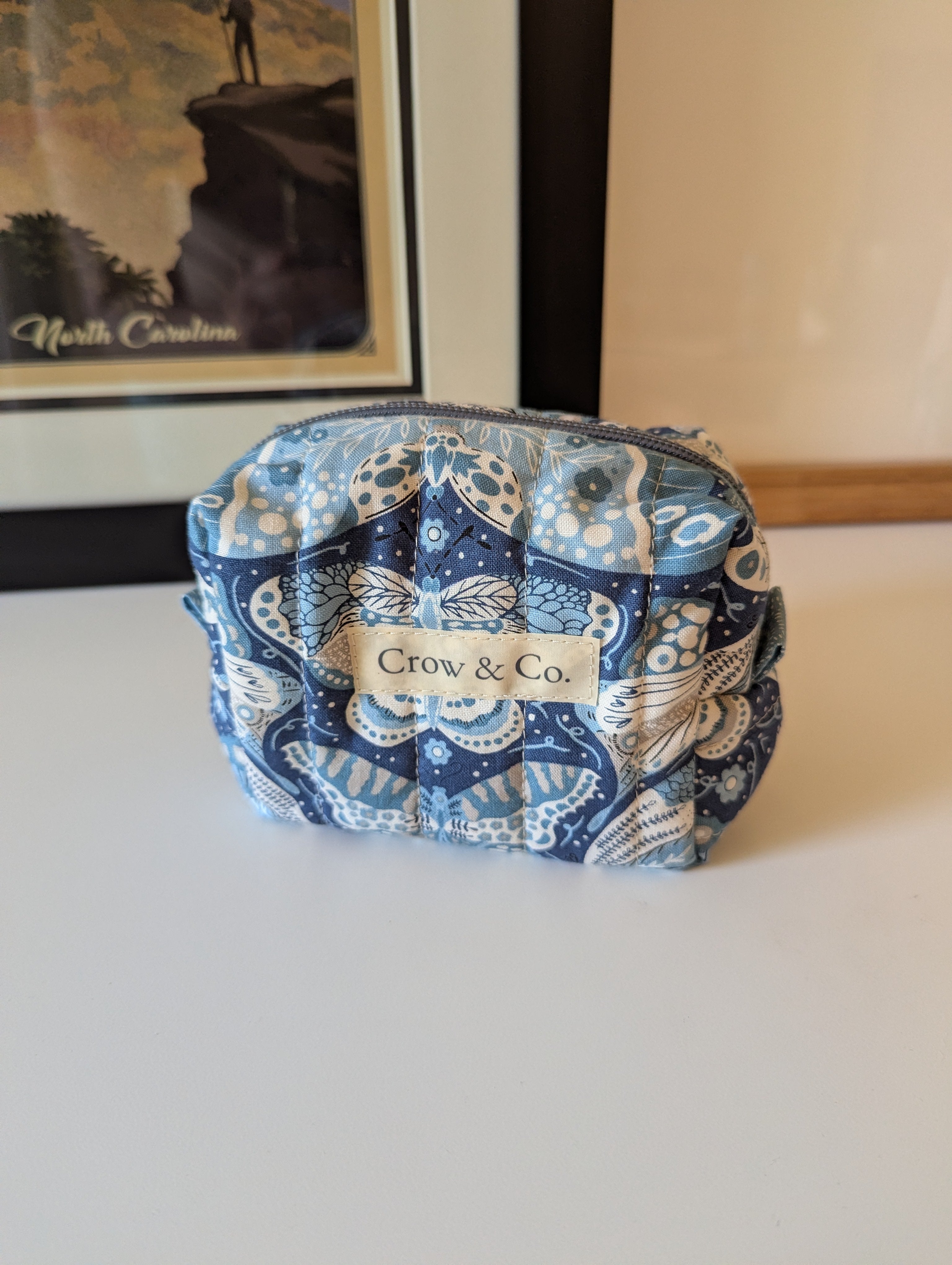 Blue Moth Mini Quilted Travel Bag