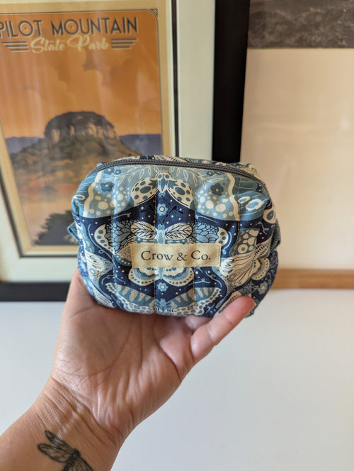 Blue Moth Mini Quilted Travel Bag