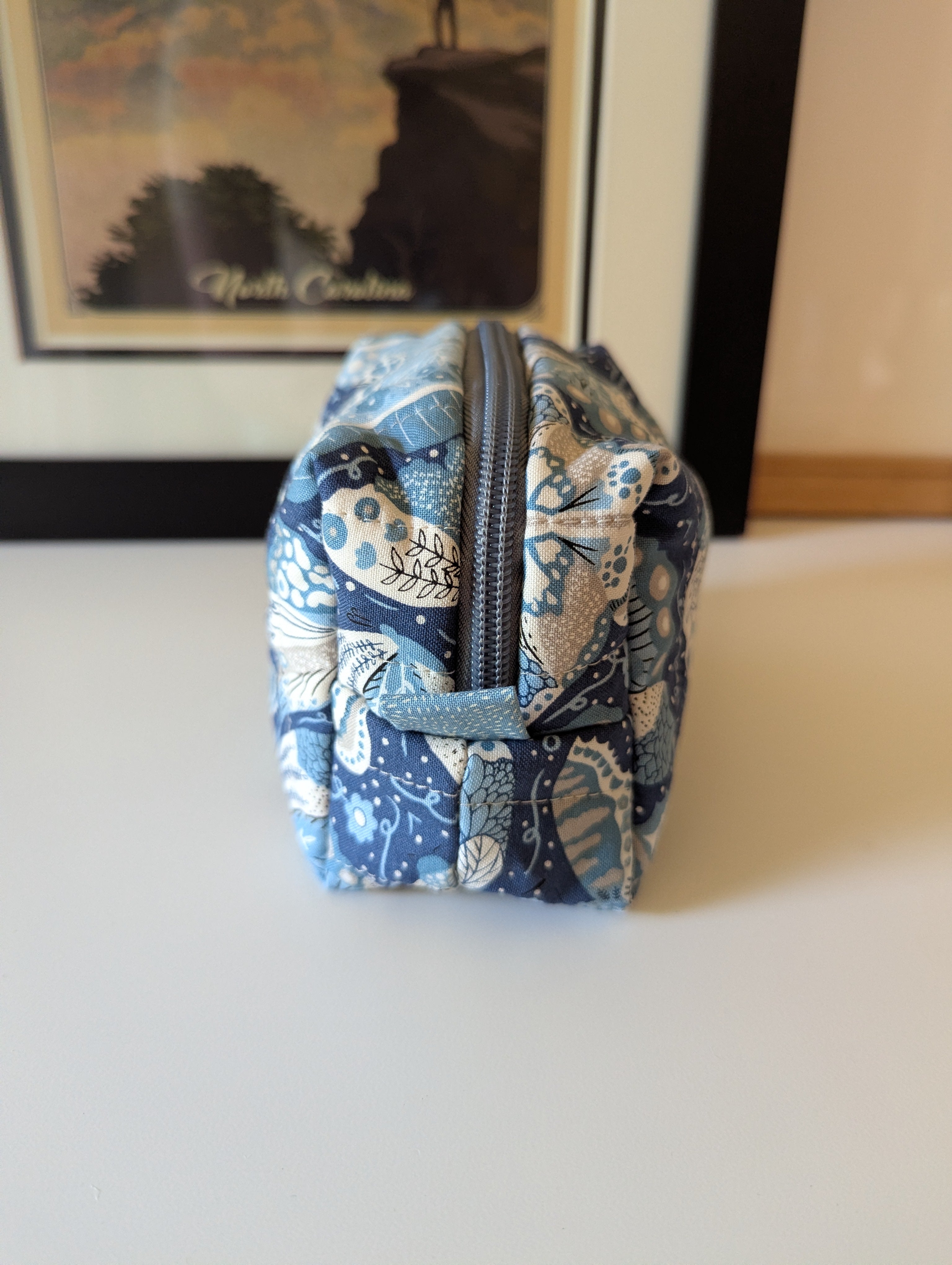 Blue Moth Mini Quilted Travel Bag