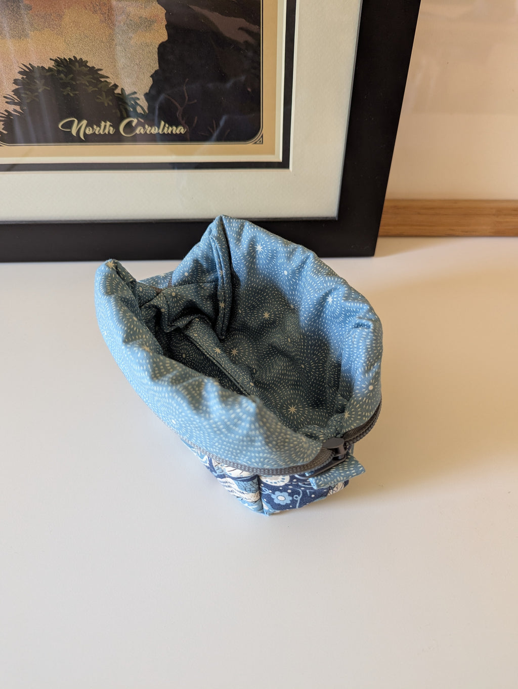 Blue Moth Mini Quilted Travel Bag