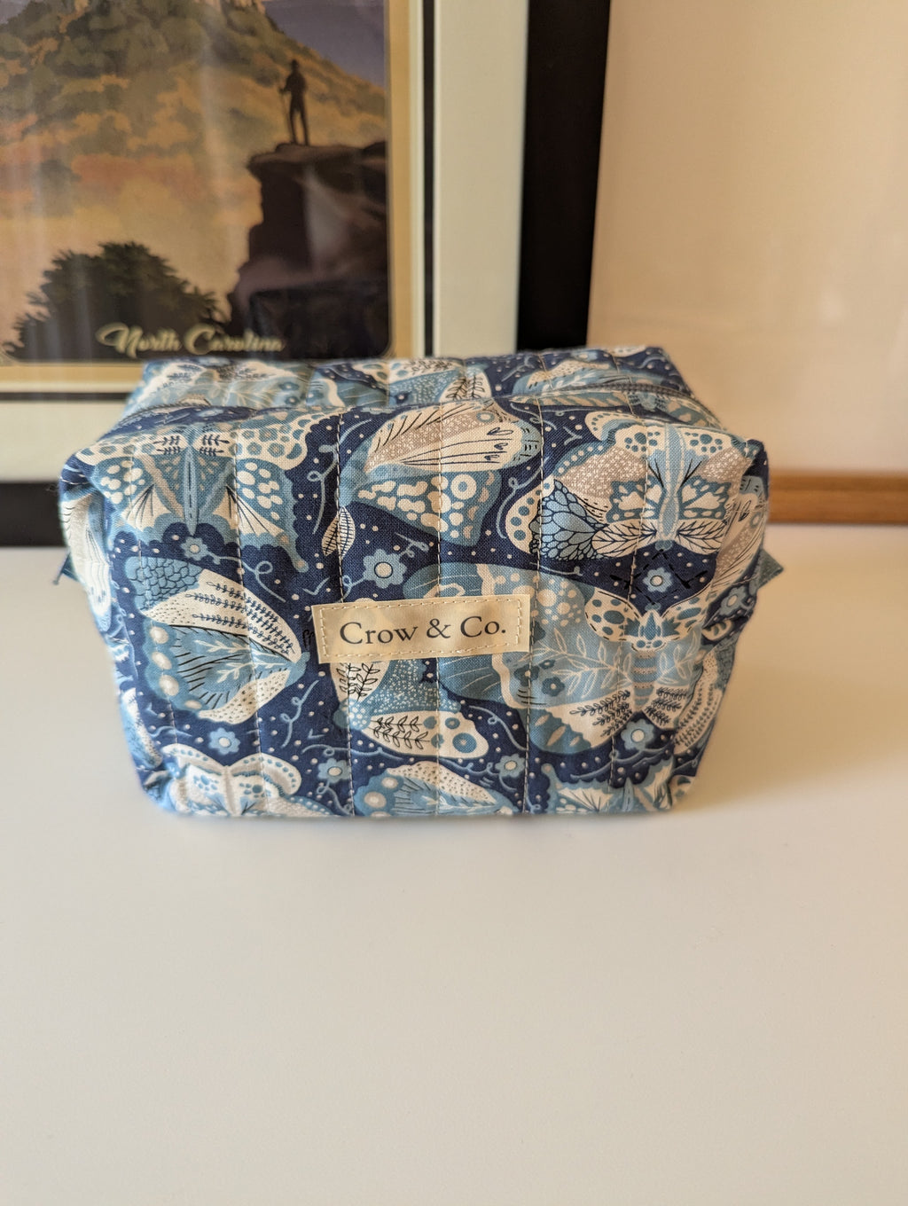 Blue Moth Medium Quilted Travel Bag