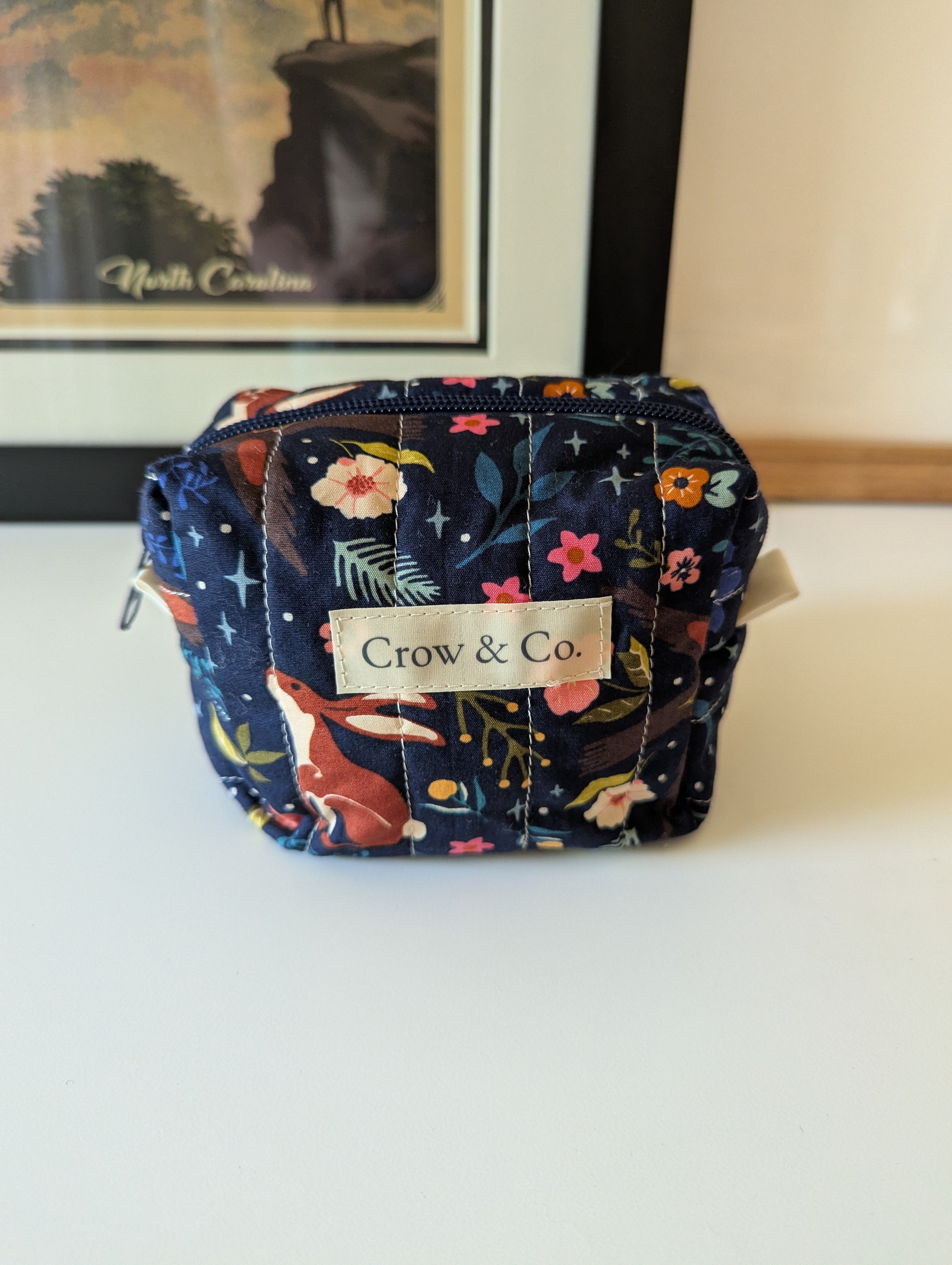 Nighttime Rabbits Mini Quilted Travel Bag