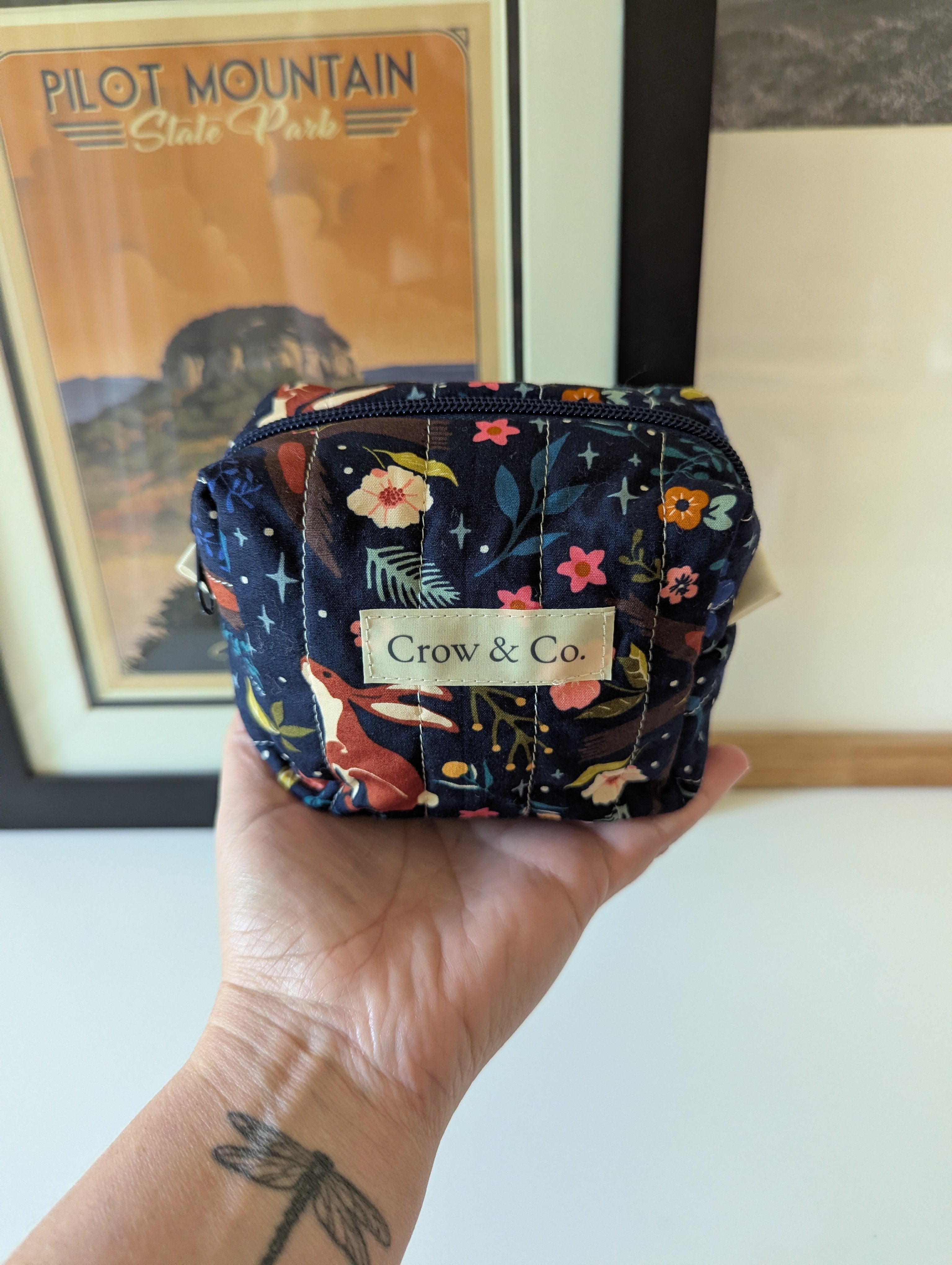 Nighttime Rabbits Mini Quilted Travel Bag