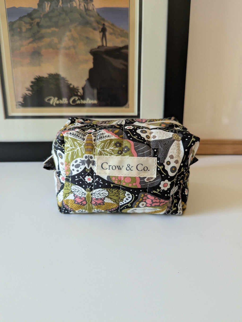 Black Moth Mini Quilted Travel Bag