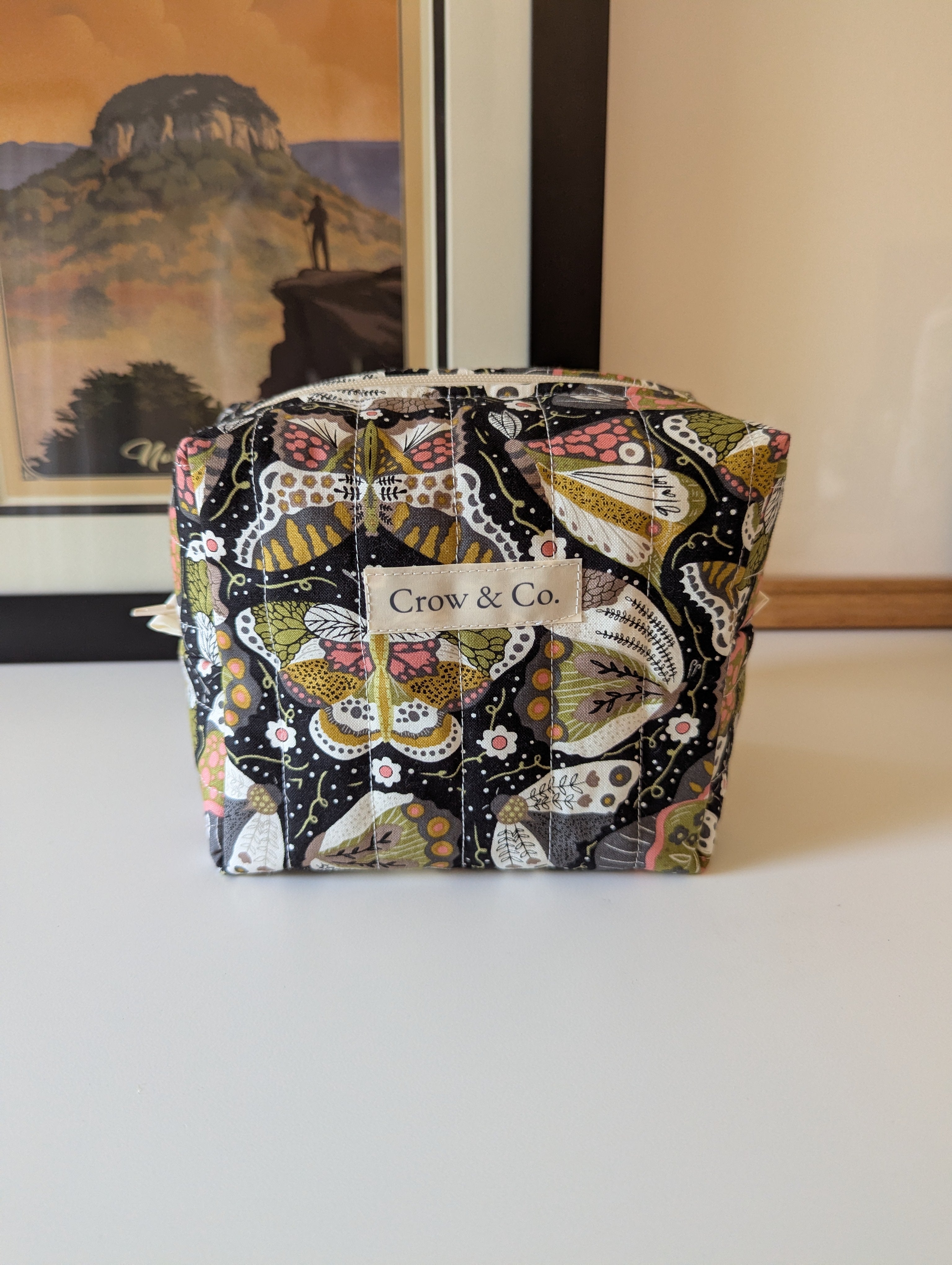 Black Moth Medium Quilted Travel Bag