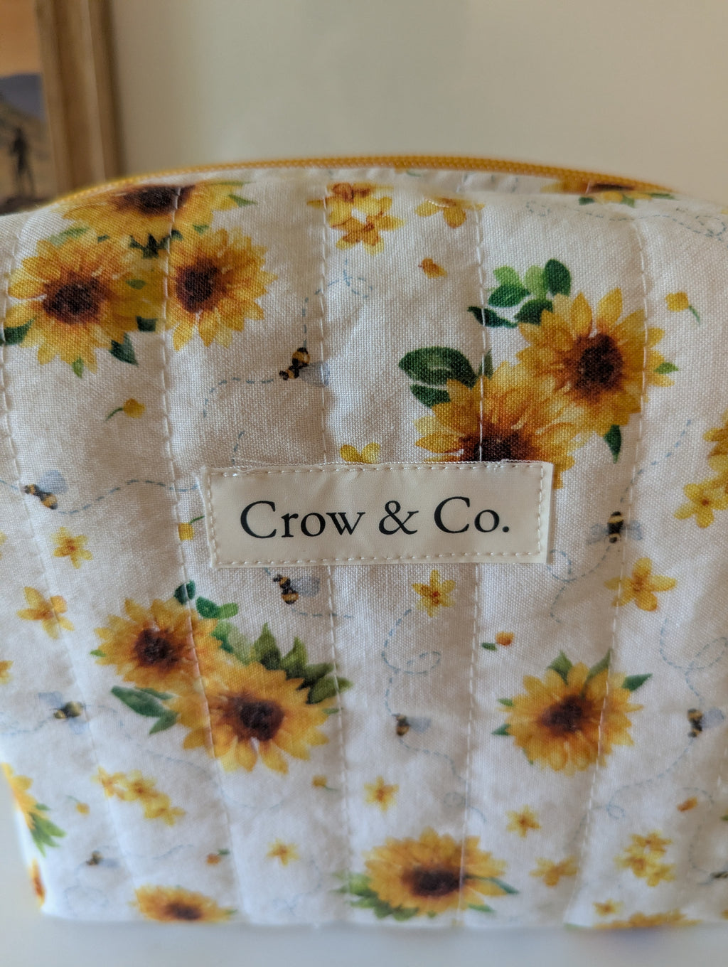 Sunflowers & Bees Large Quilted Bag