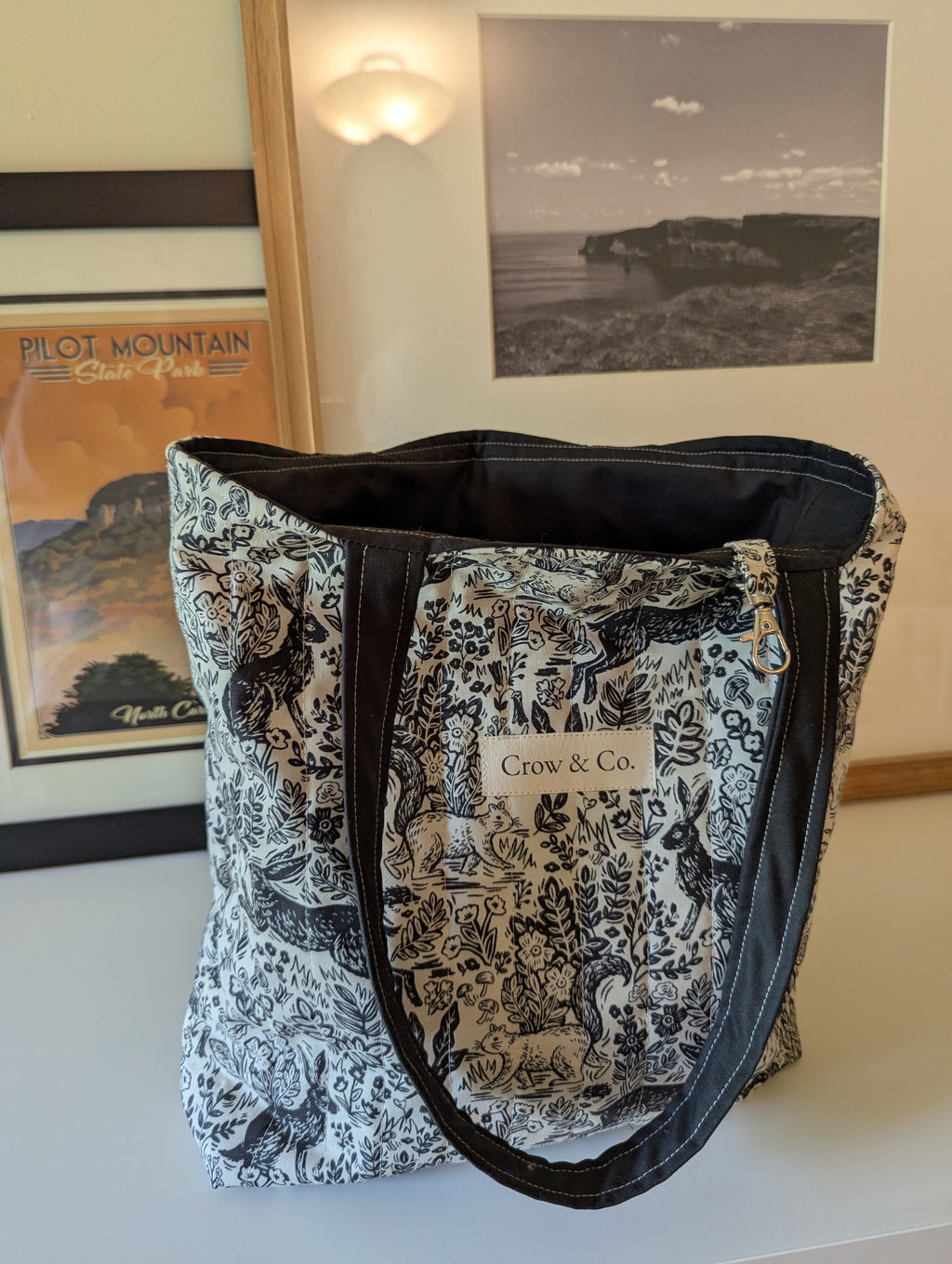 Linocut Forest Quilted Daily Tote Bag